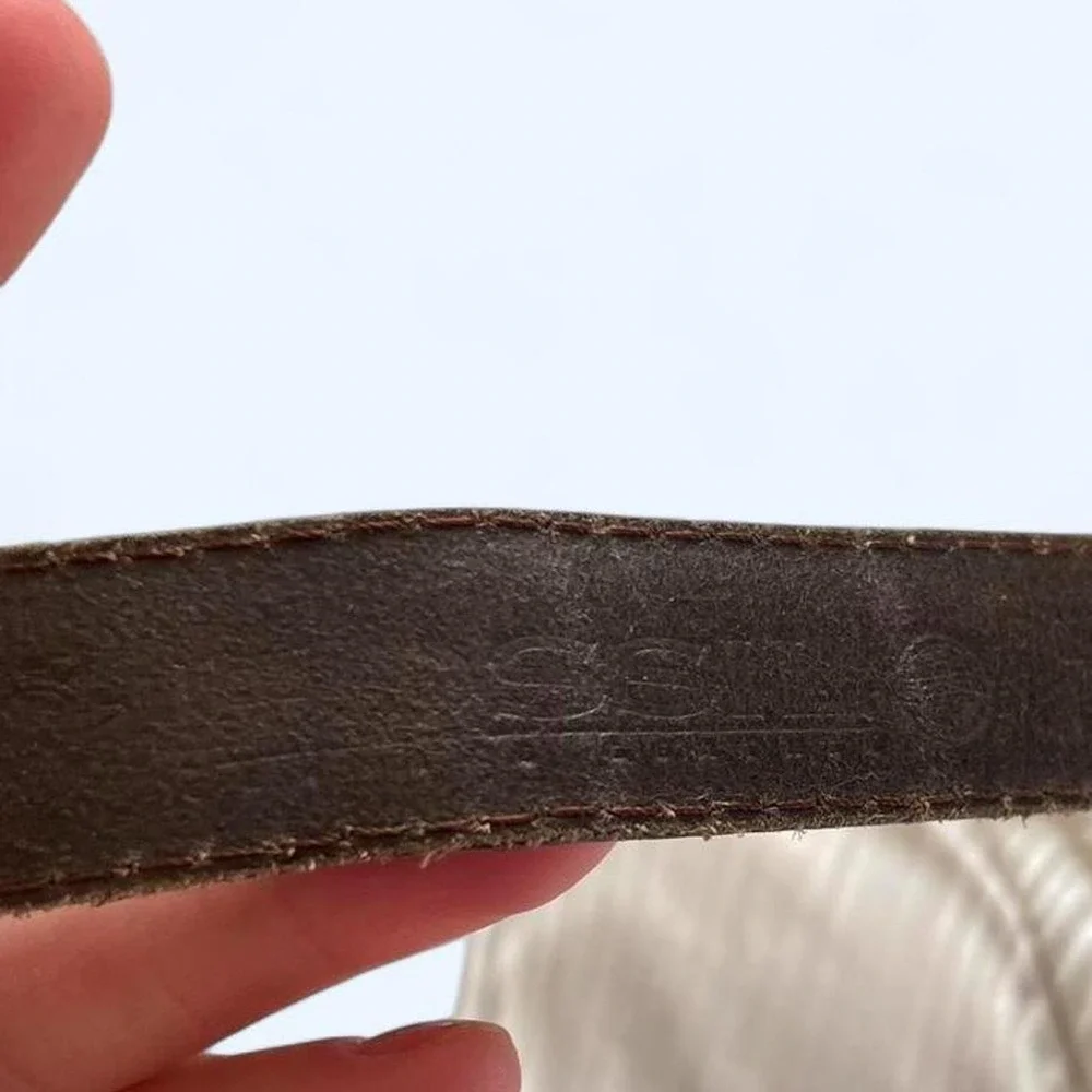 Patchwork leather belt with brass buckle size XL by Fossil